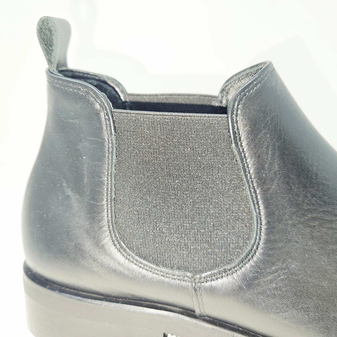 Aude cuir noir sans bout fleuri