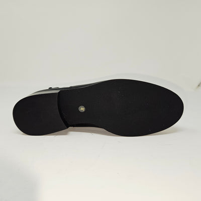 Aude cuir noir sans bout fleuri